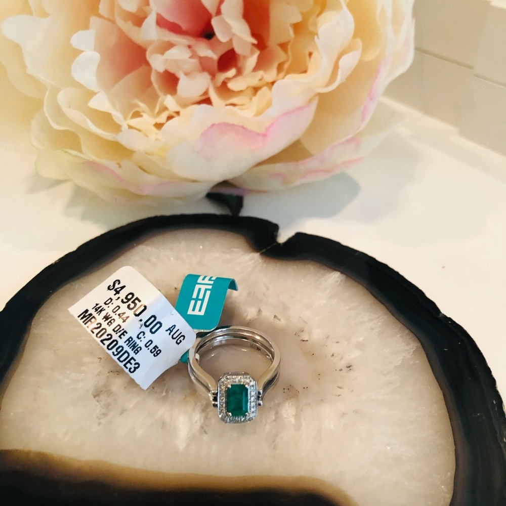Emerald and Diamond 14K WG Gold Reversible Ring